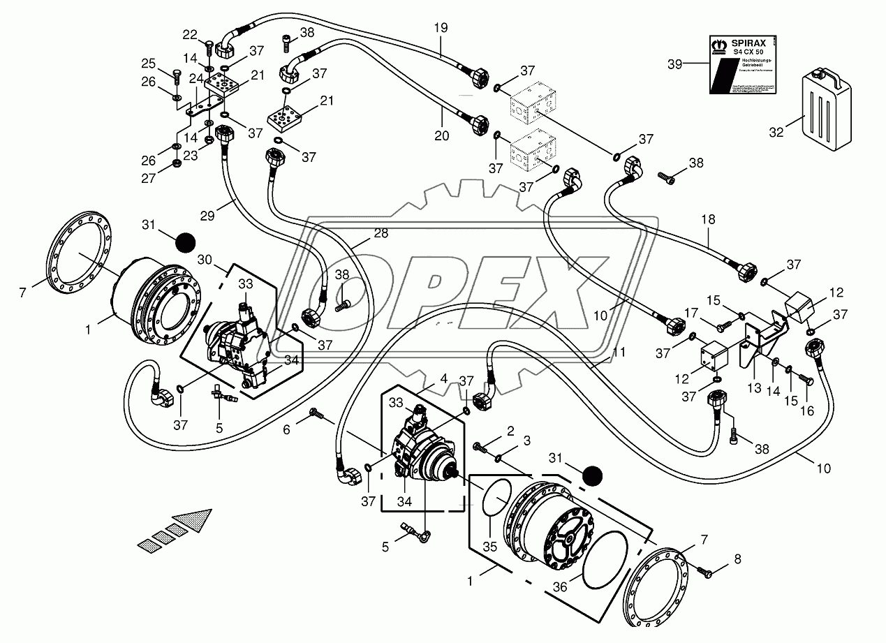 Traction drive wheel engine-rear