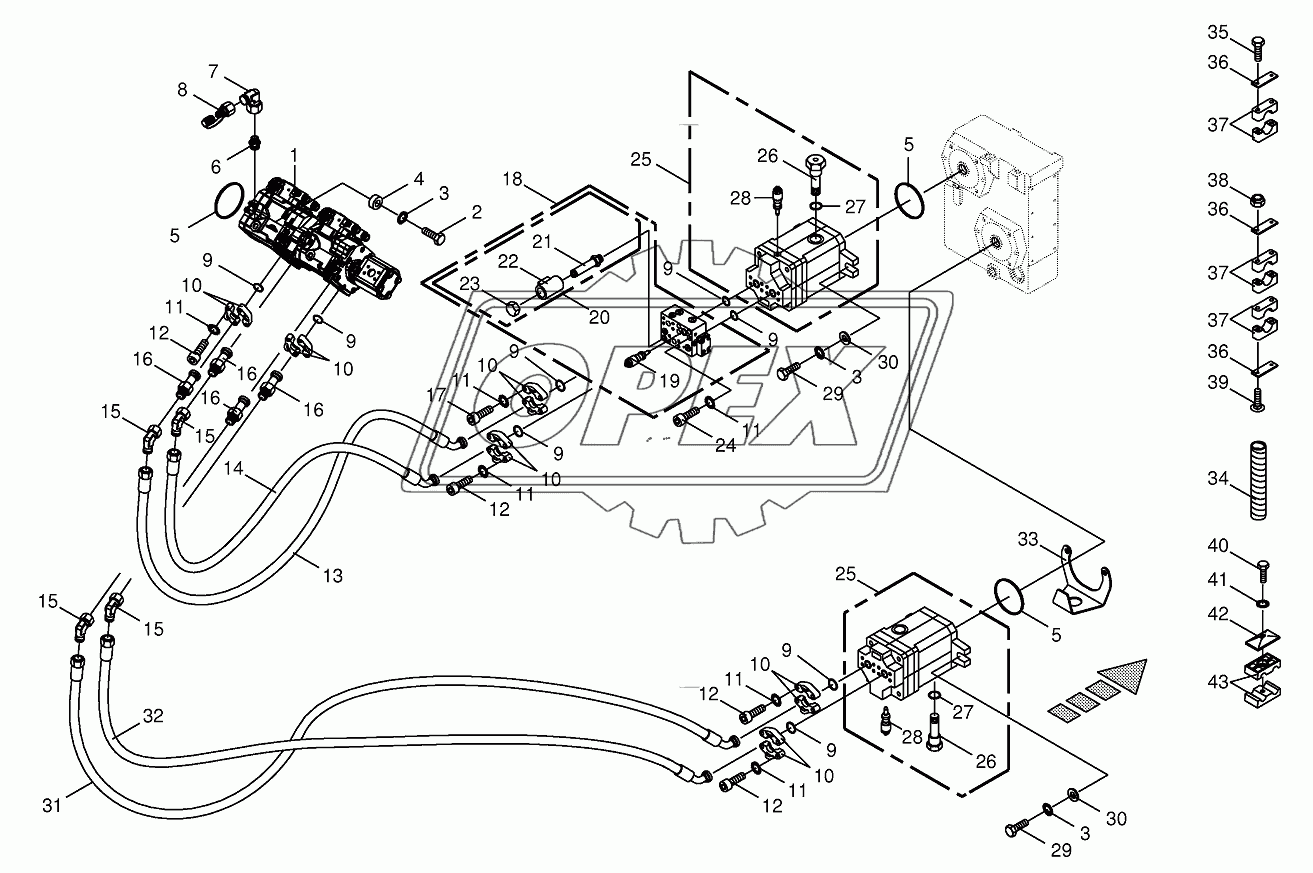 Hydraulics-front attachment/feed rollers