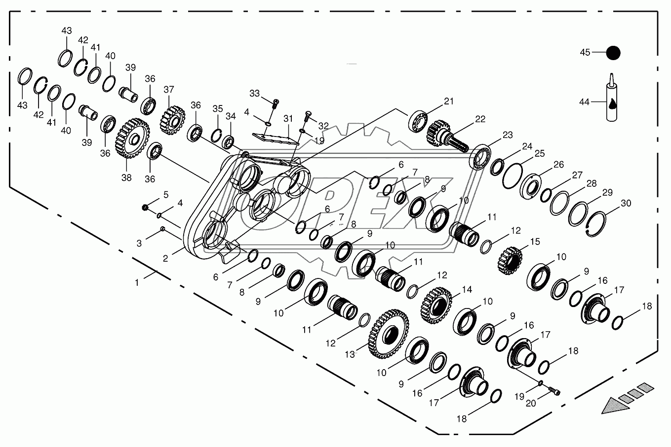 Top roller gearbox 1