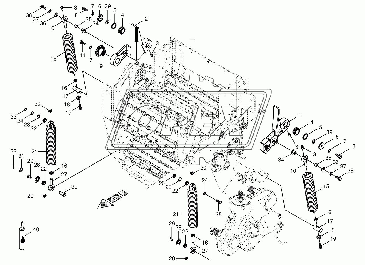 Oscillating levers/Tension spring