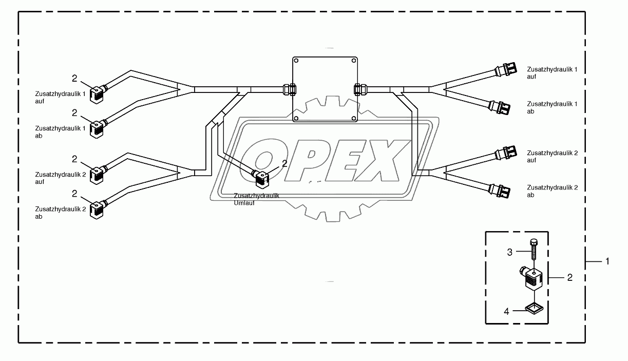 Wiring harness-auxiliary hydraulics