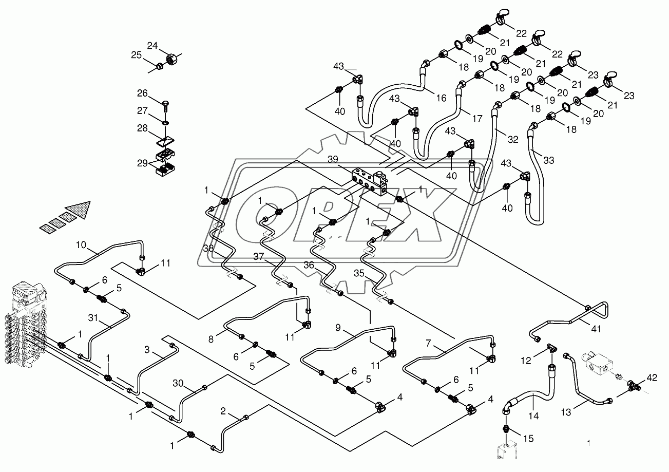 Hydraulics-front attachment