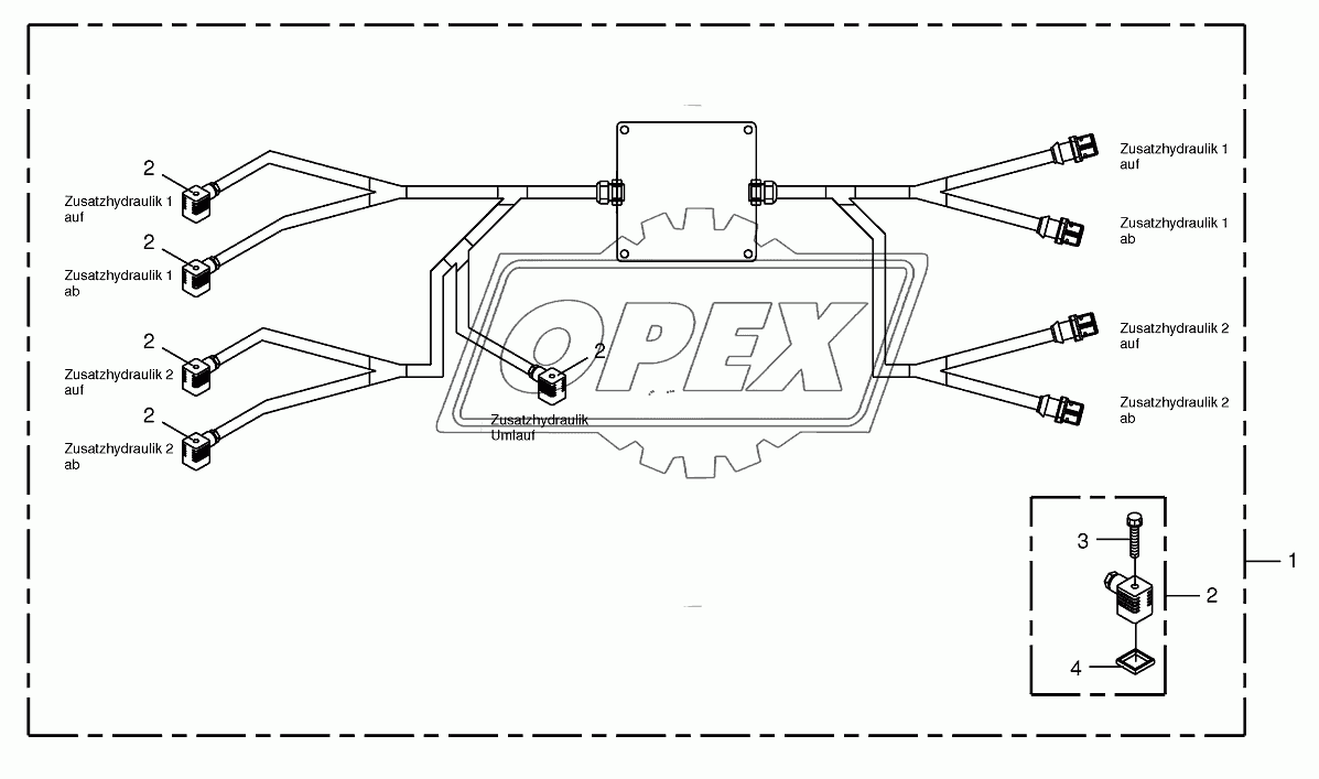 Wiring harness-auxiliary hydraulics