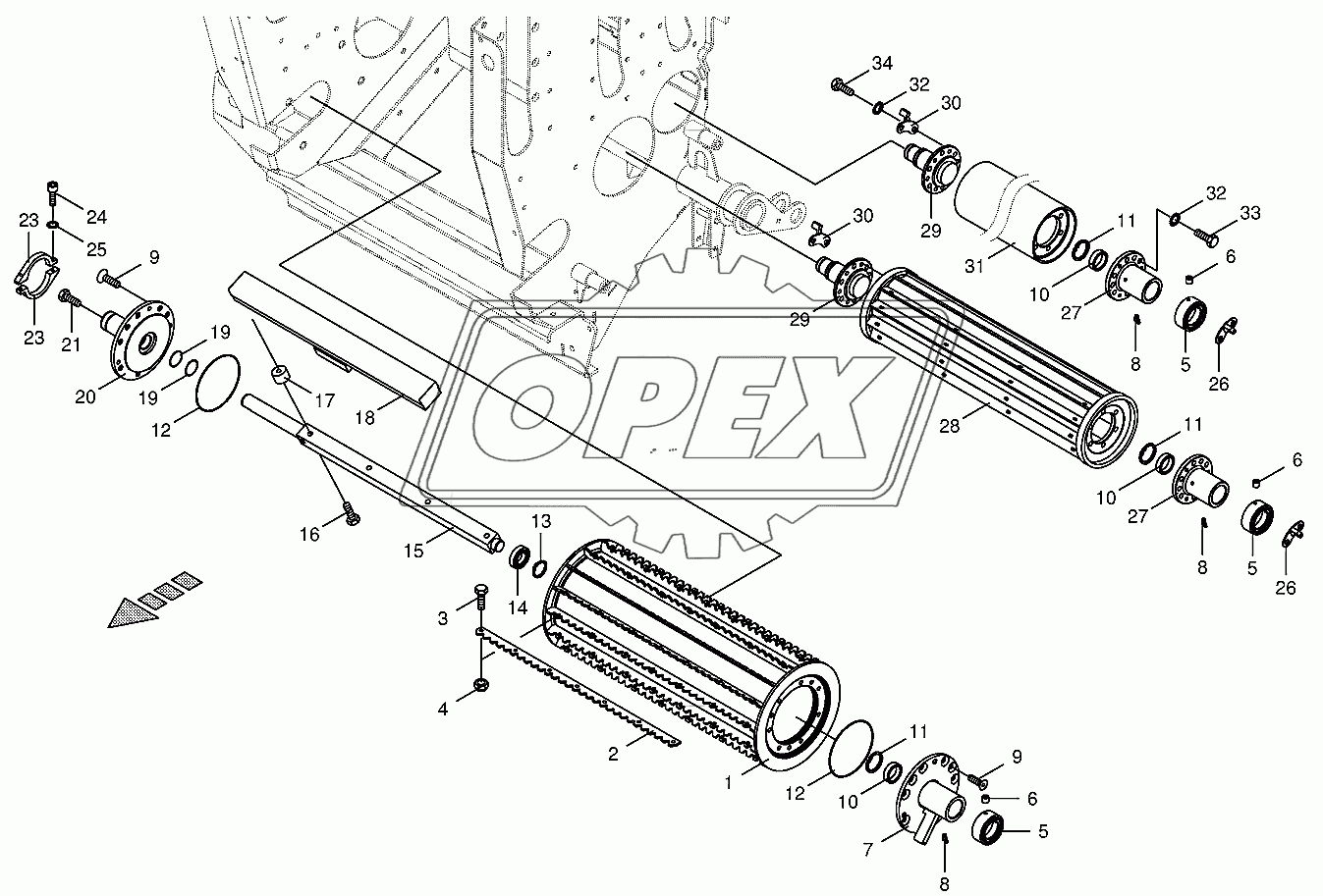 Lower feed rollers