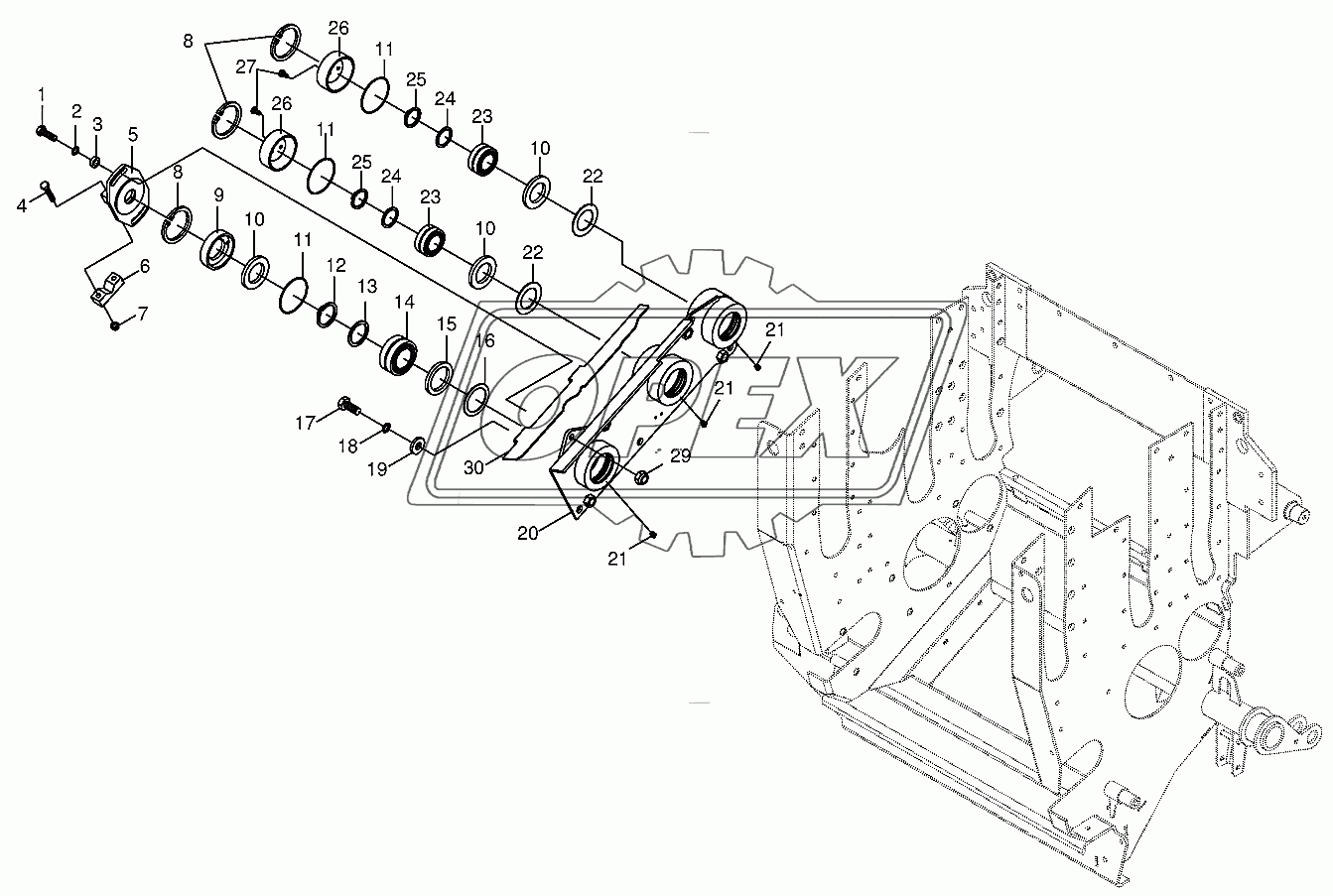 Lower feed roller bearing