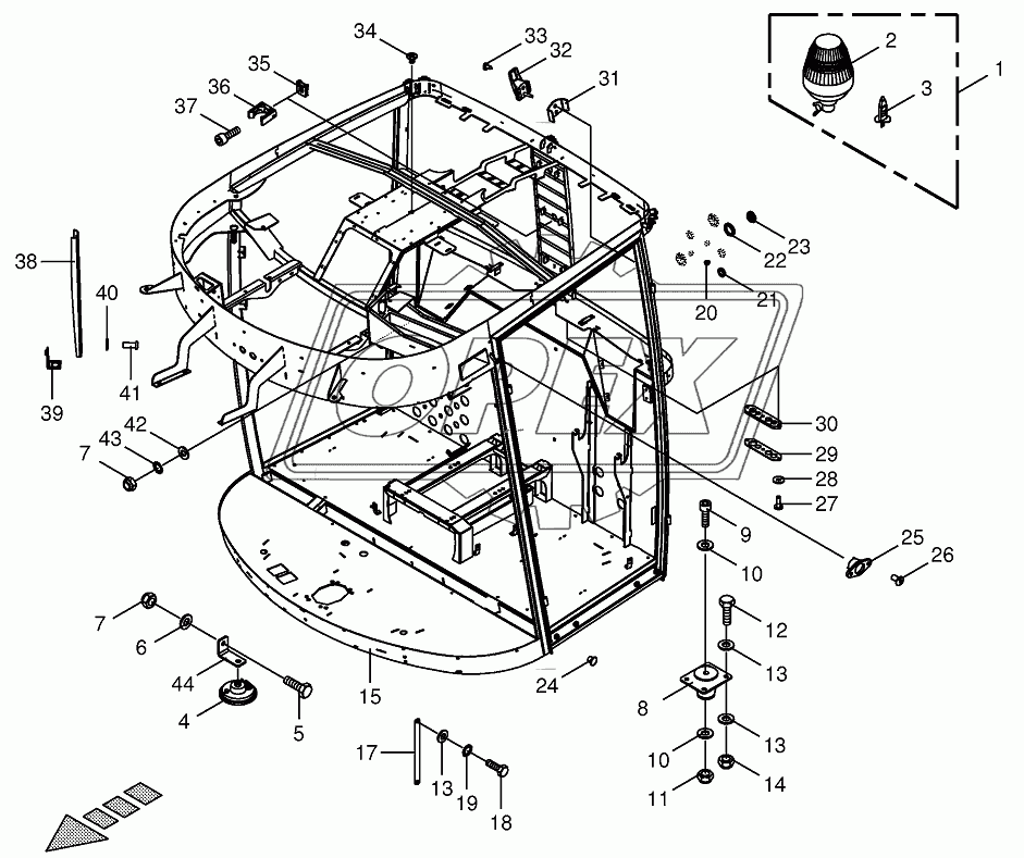 Cab-frame/mounting parts