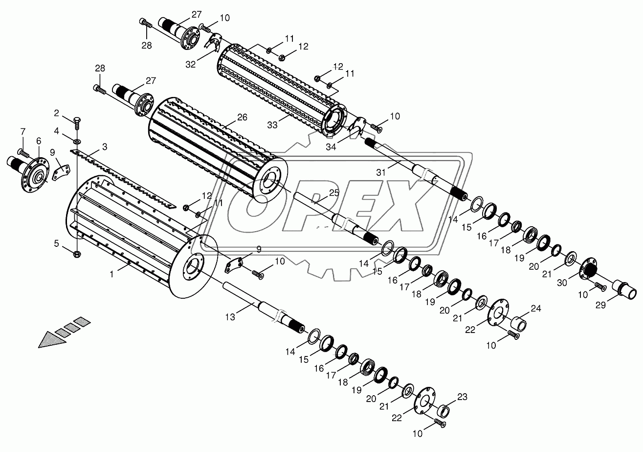 Top feed rollers