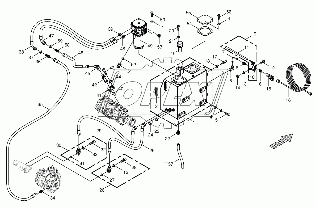 Hydraulic tank/suction lines