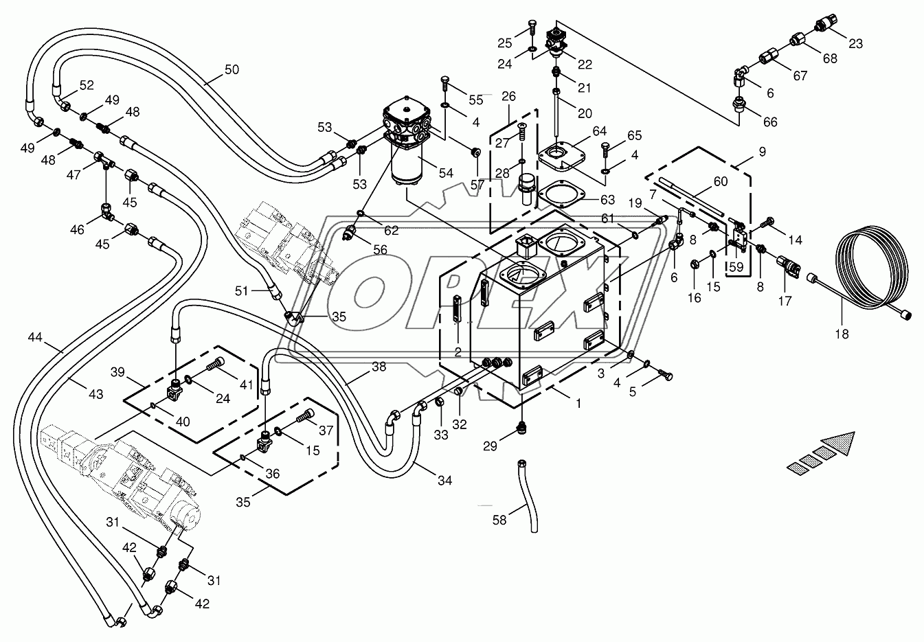 Hydraulic tank/suction lines 1