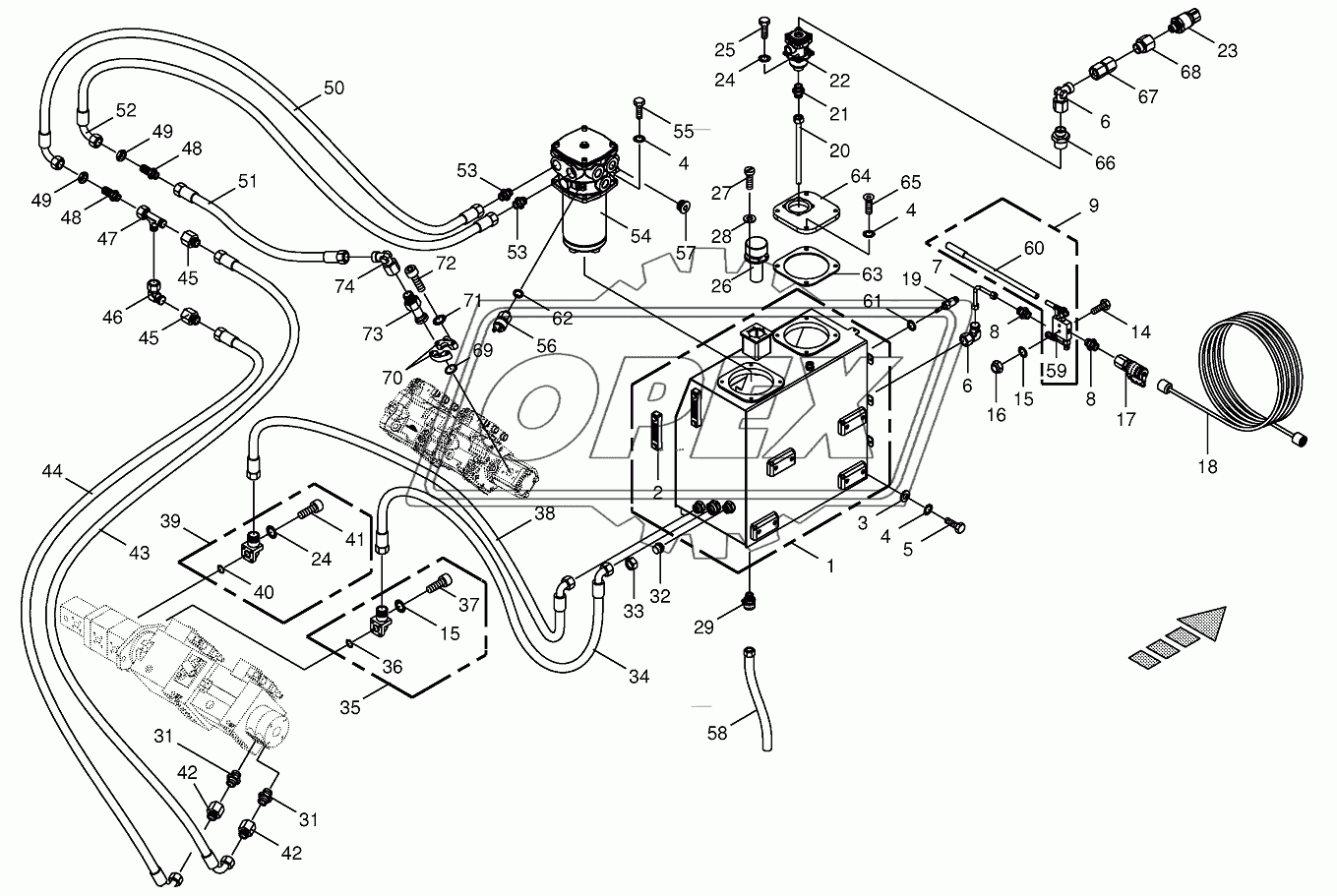 Hydraulic tank/suction lines 2