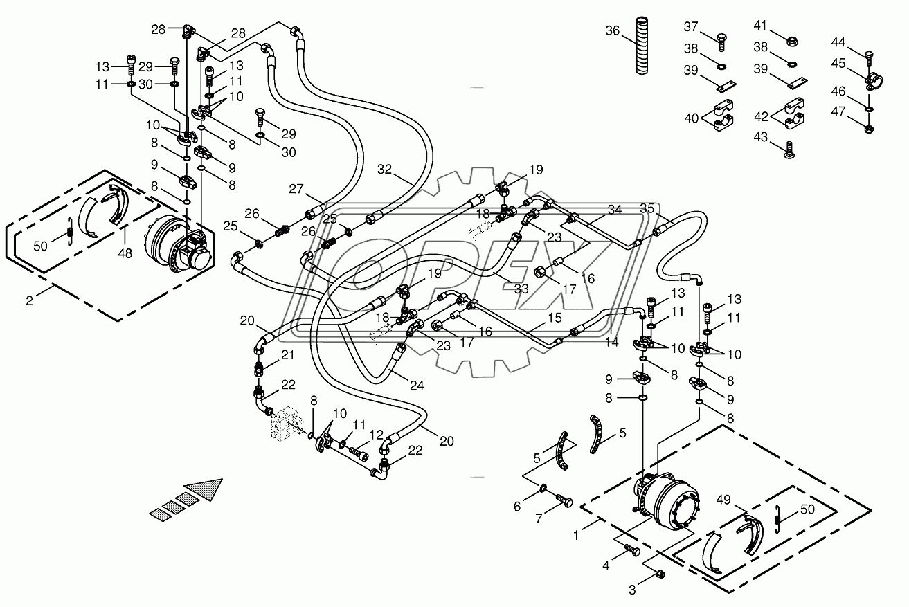 Traction drive wheel engine-front