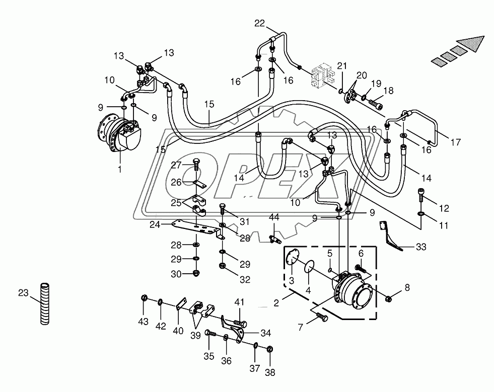 Traction drive wheel engine-rear