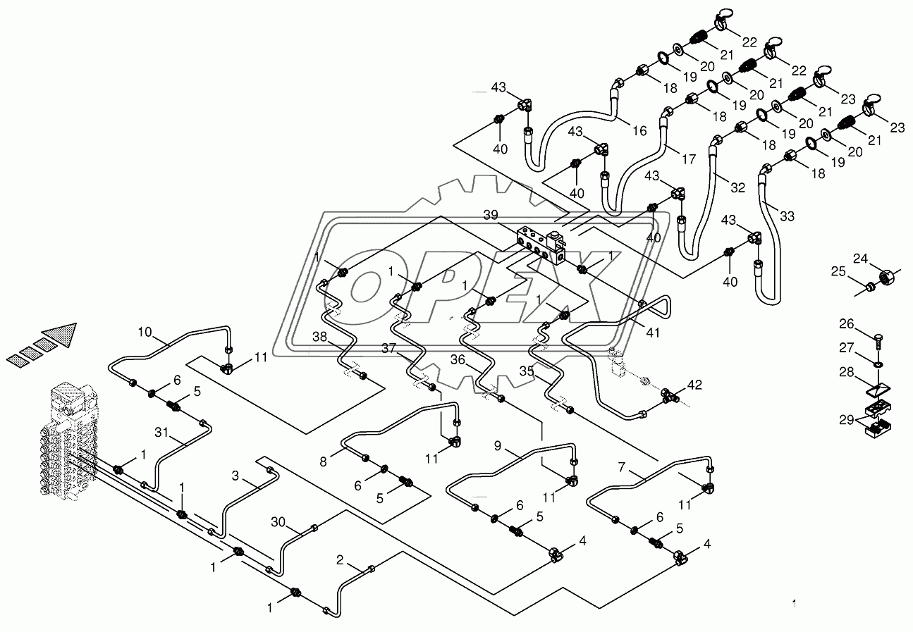 Hydraulics-front attachment