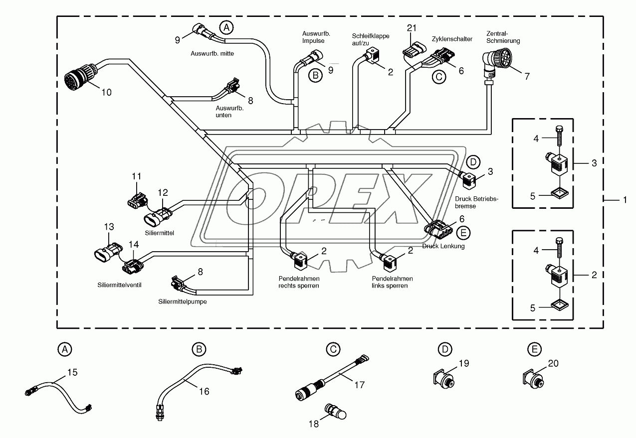 Wiring harness-below the cabin