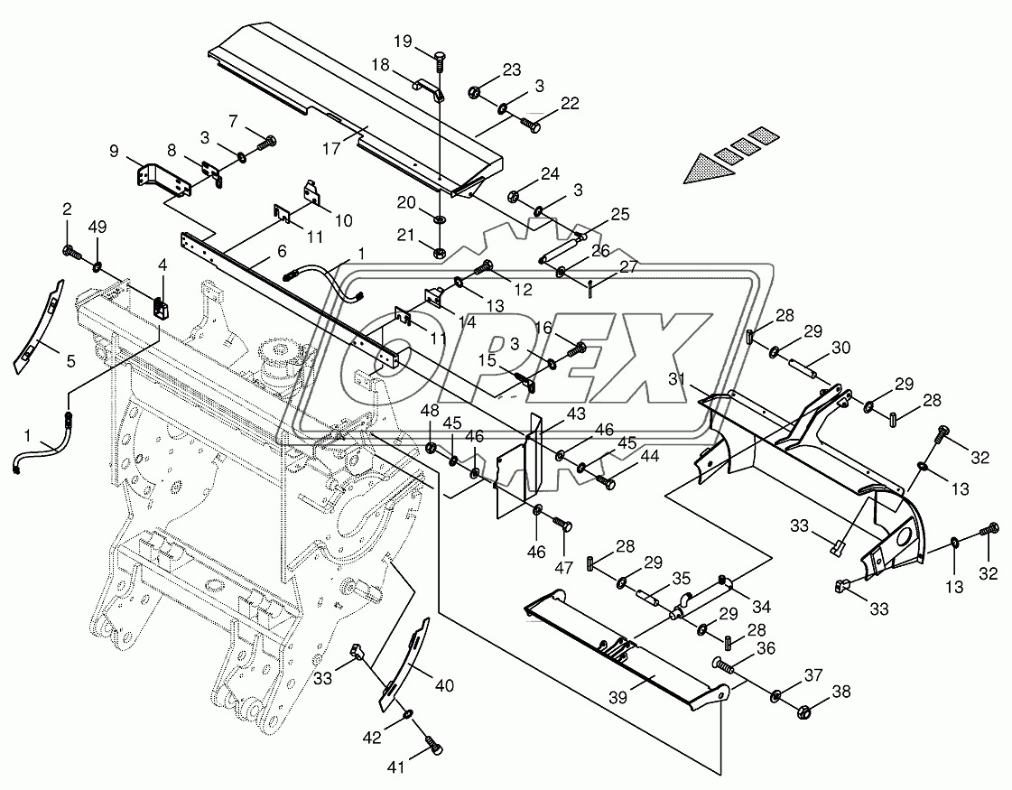 Chopping drum support-mounting parts