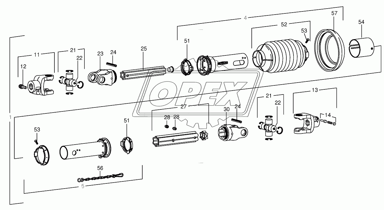 P.T.O shafts-roller gear-below