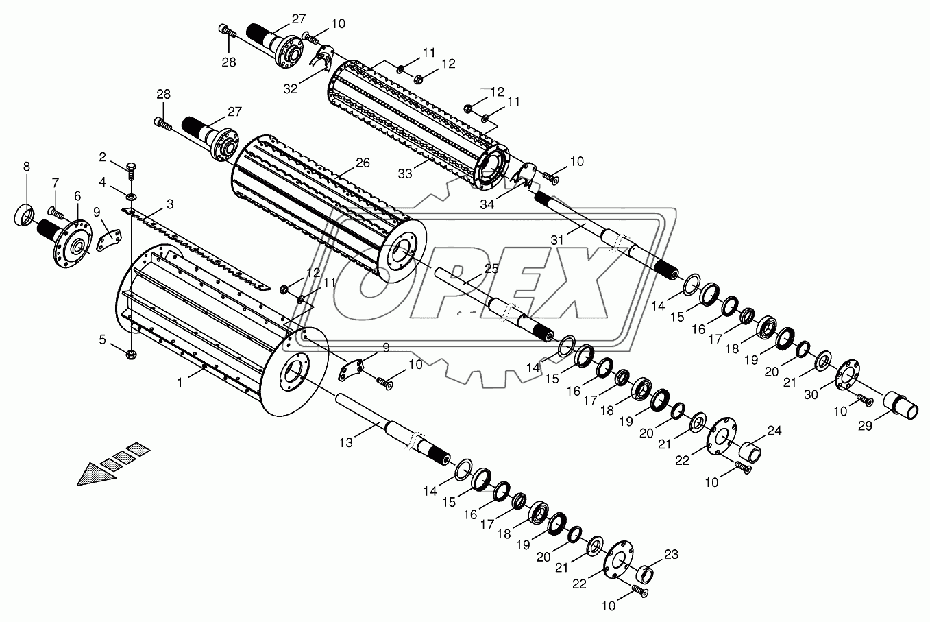 Top feed rollers