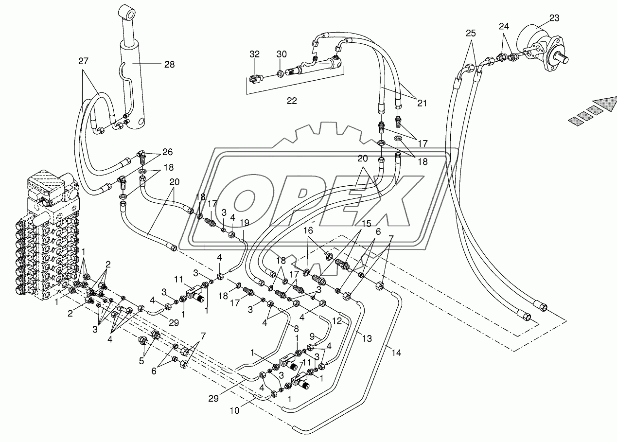 Lines discharge chute/flap