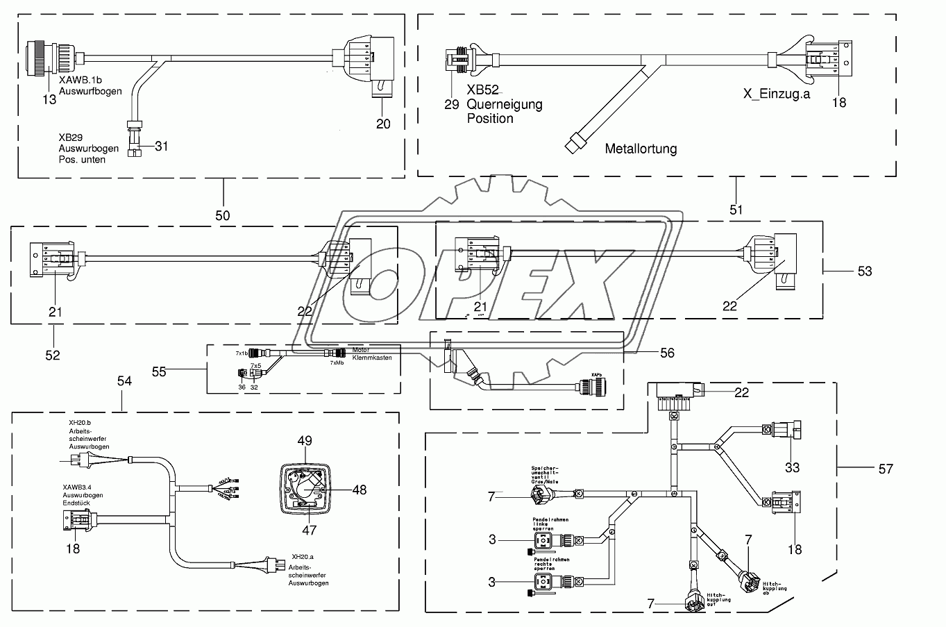 Several wiring looms