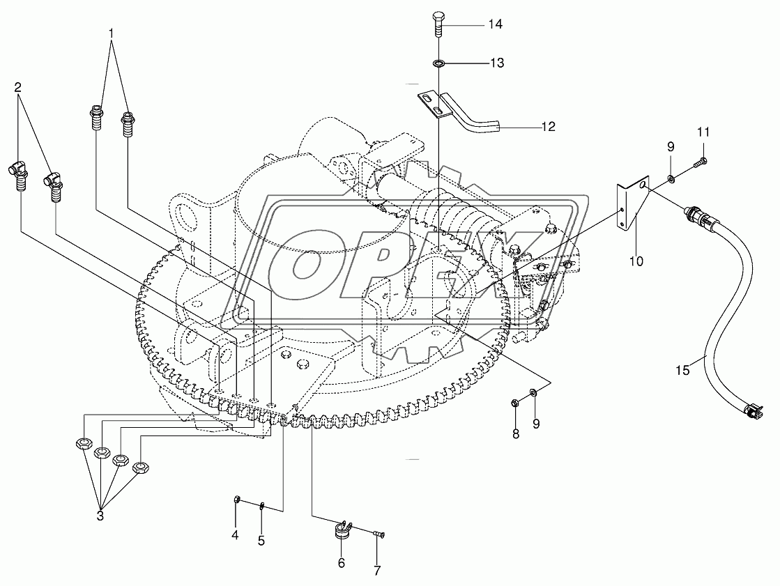 Mounting parts discharge chute rotation