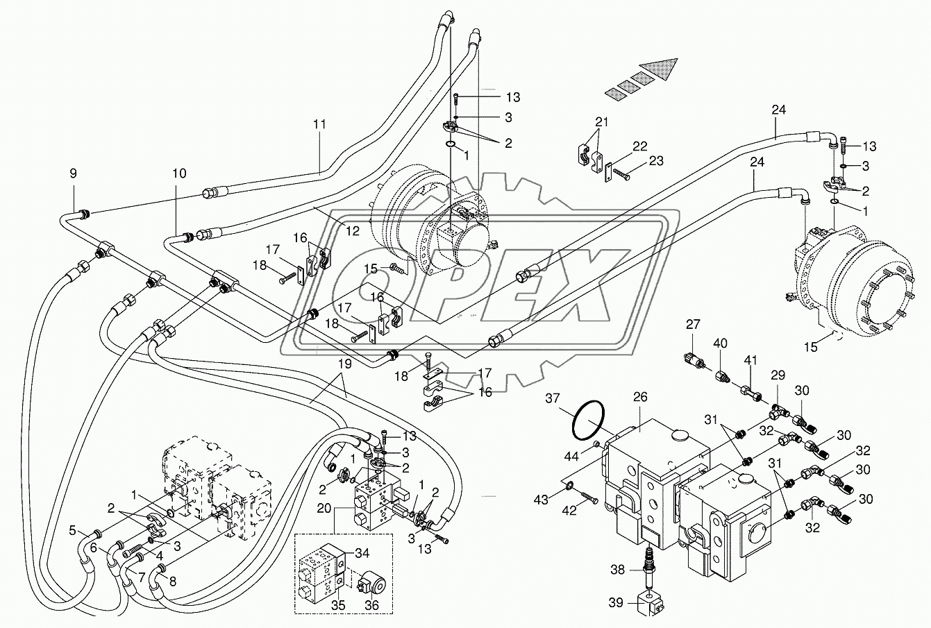 Traction drive wheel engine -front