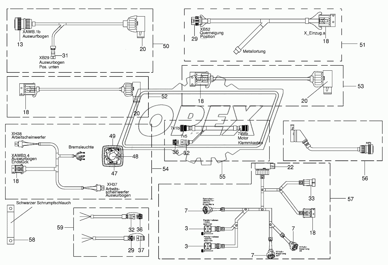 Several wiring looms