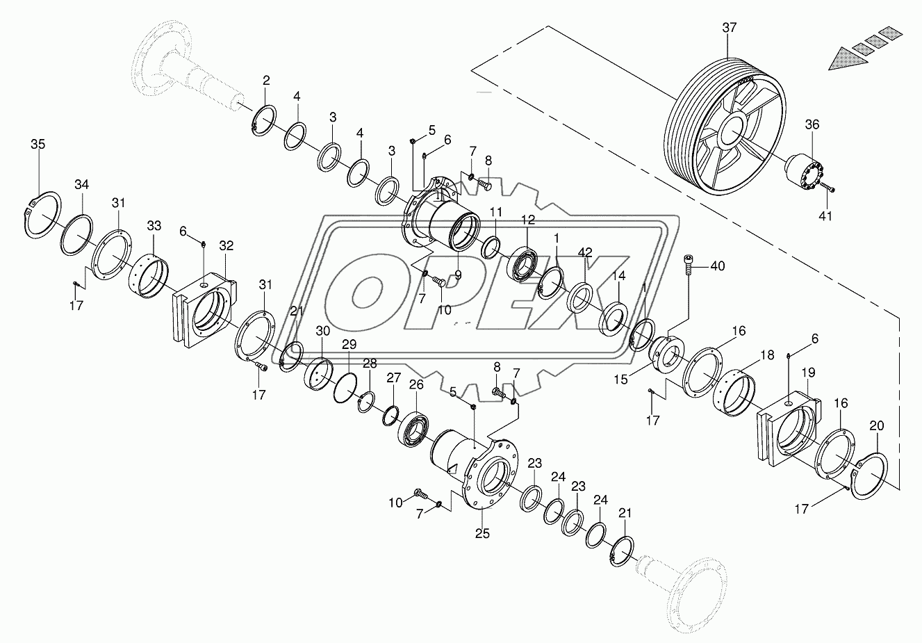 Chopping drum bearing