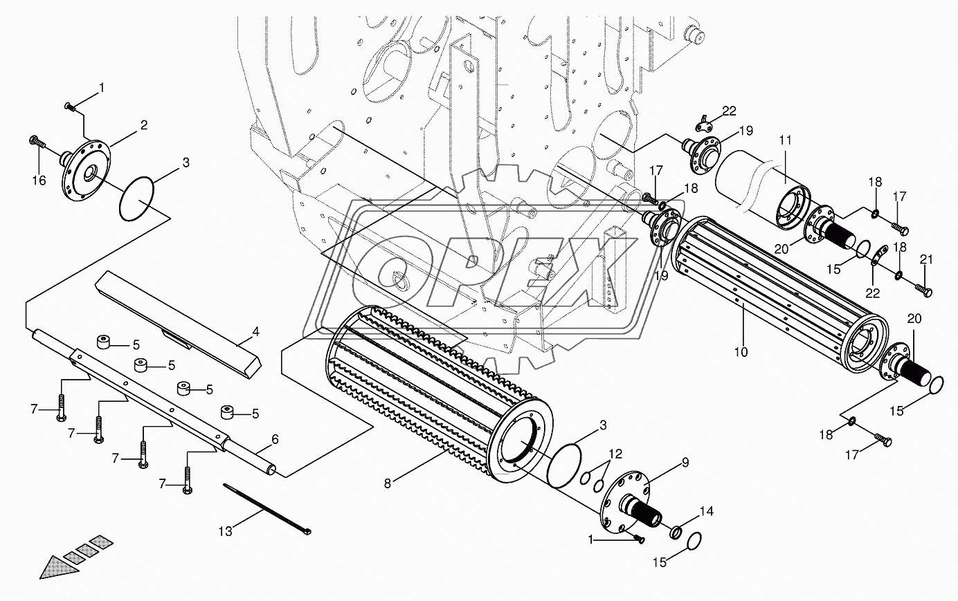 Lower feed rollers