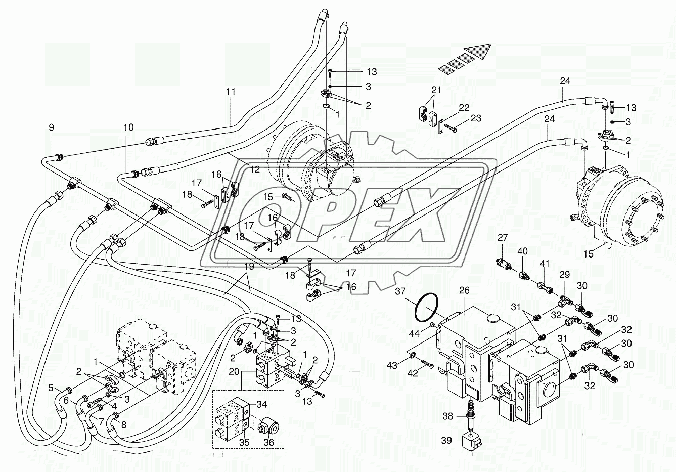 Traction drive wheel engine -front