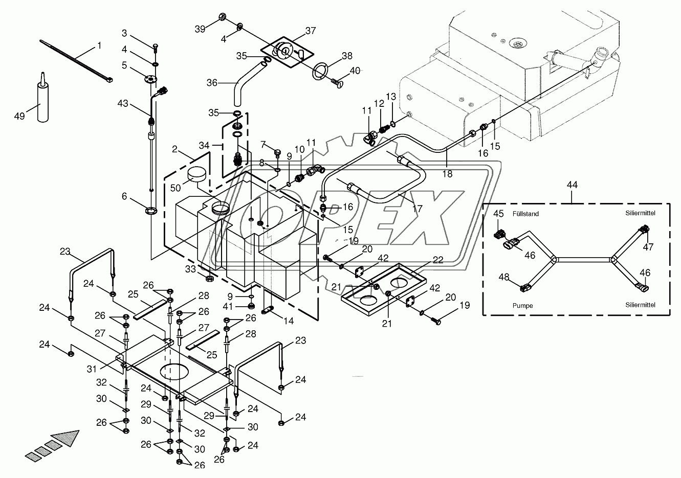 Auxiliary tank (700001 - 736100)