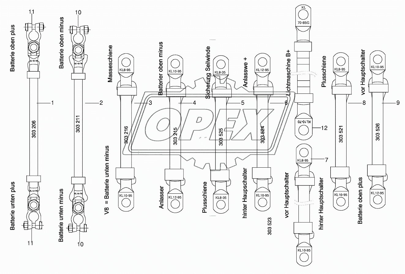 Battery and ground cable 1