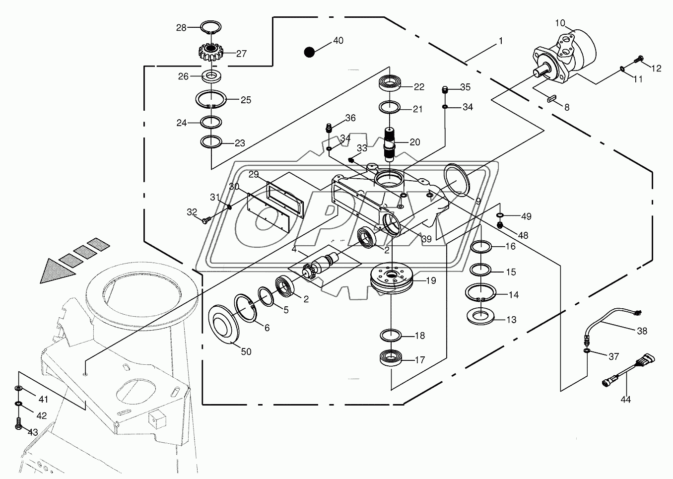 Discharge chute rotation drive