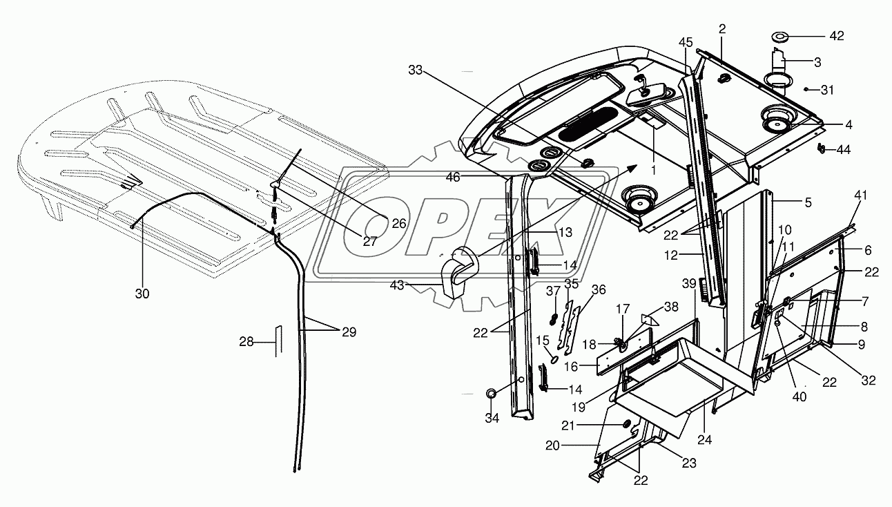 Cab - Cab lining, aerial