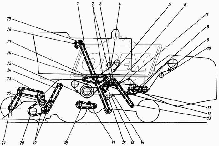 Схема передач левой стороны Енисей-1200