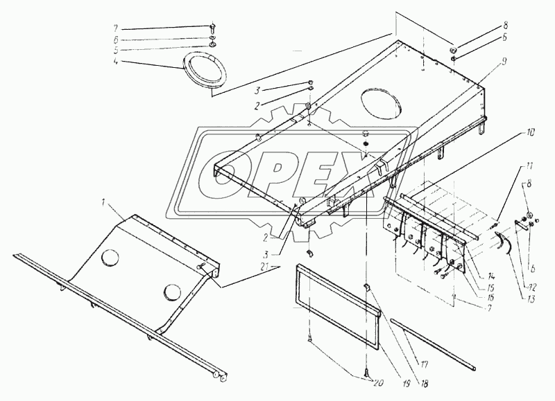 Крыша (КДМ2-4-1Д), крыша наклонная (КДМ2-4-2Б), фартук задний (КДМ2-49)
