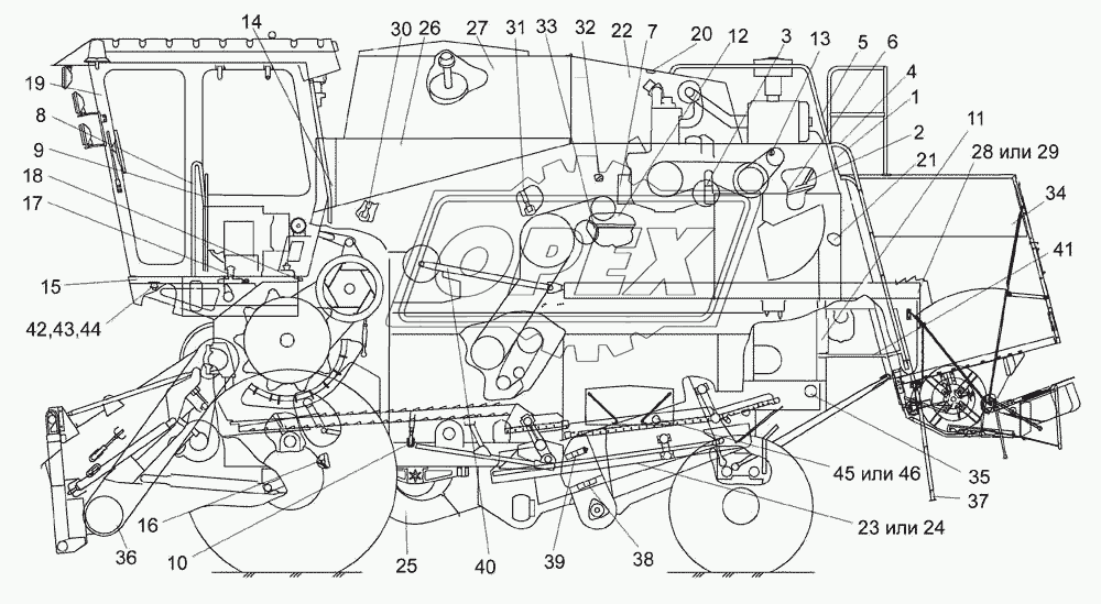 Молотилка самоходная (КЗК 0100000Б-21), вид слева