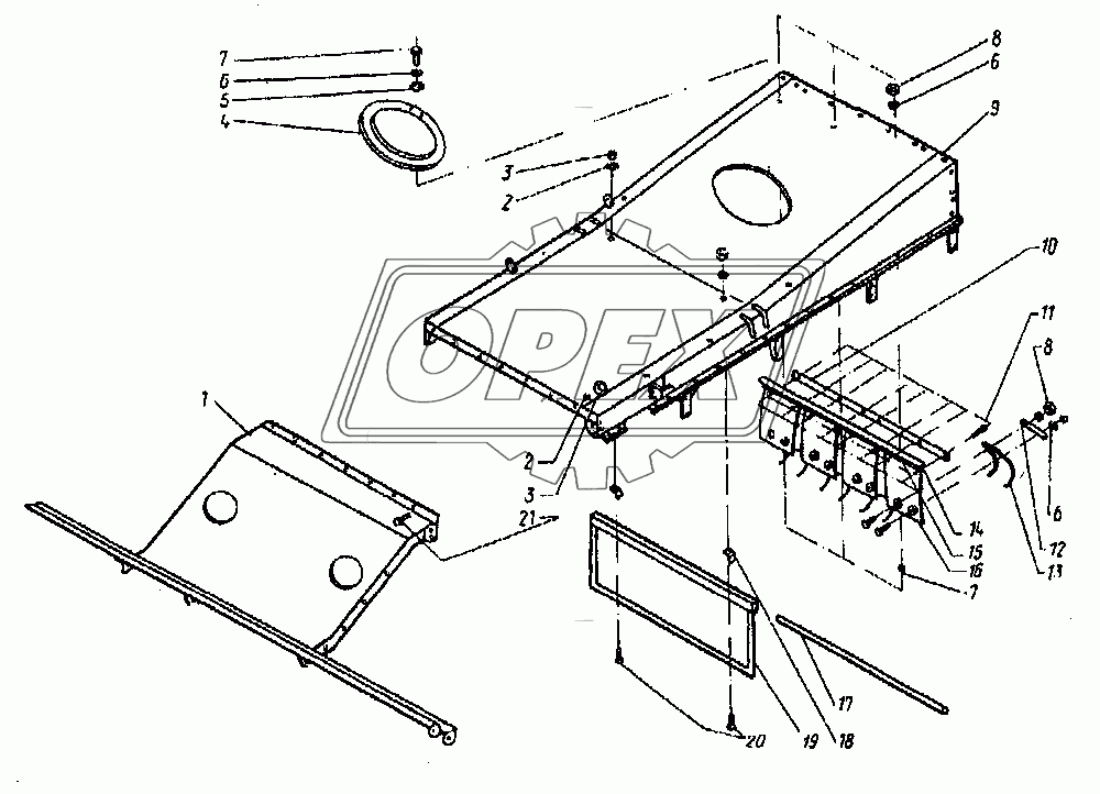 Крыша наклонная, фартук задний