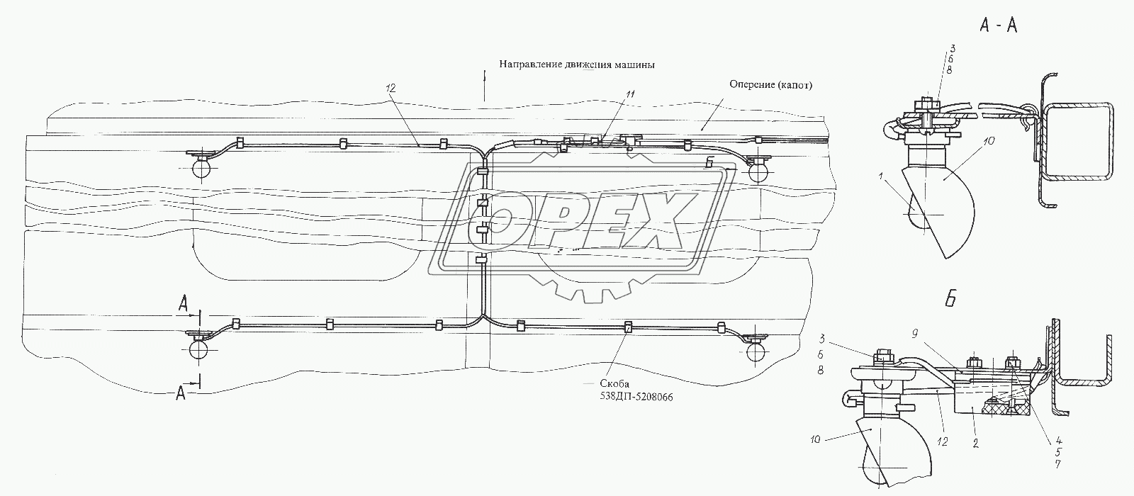 Установка подкапотных ламп 7427-3700044