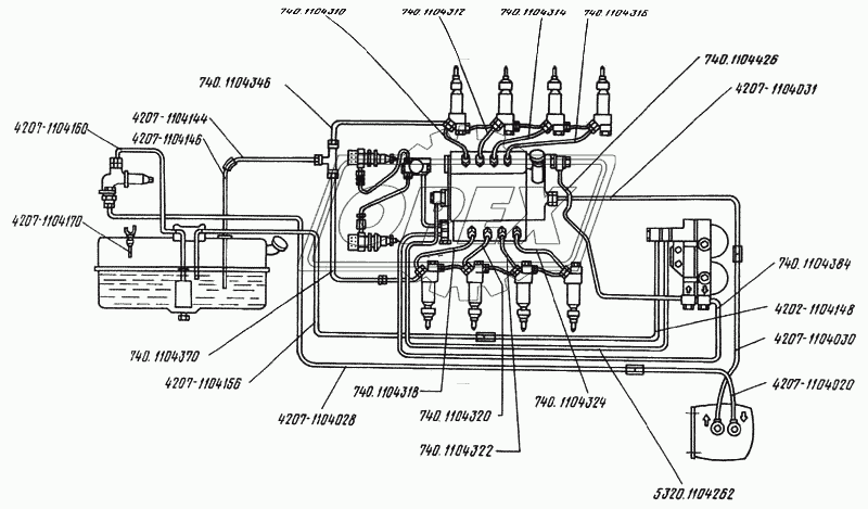 Трубопроводы топливные (схема соединений), электрофакельный подогреватель