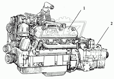 Двигатель ЯМЗ-236А в сборе с коробкой передач