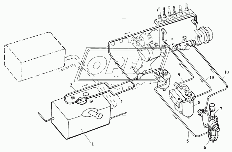 Трубопроводы топливные двигателя D10TSLL-160E2 1