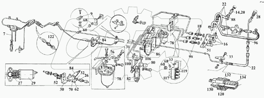 Трубопроводы топливные двигателя D10TSLL-160E2