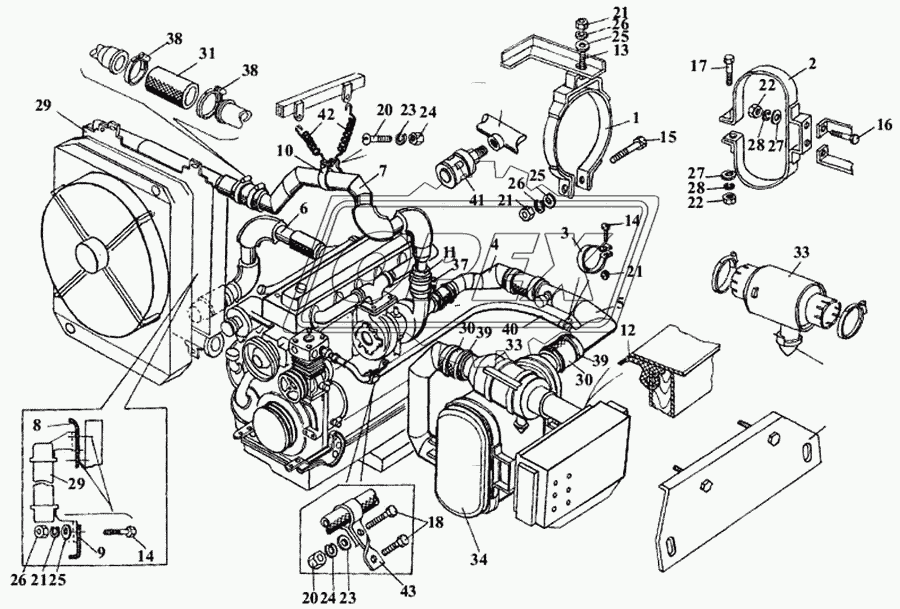 Установка системы питания двигателя D10TSLL-160E2 воздухом