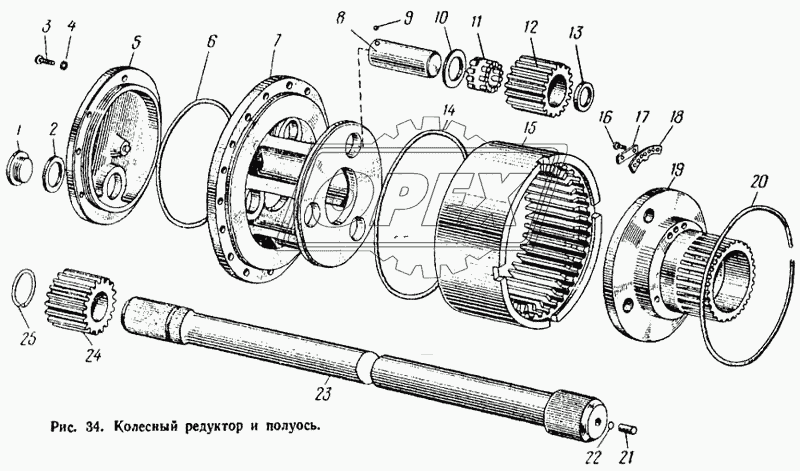 Колесный редуктор и полуось