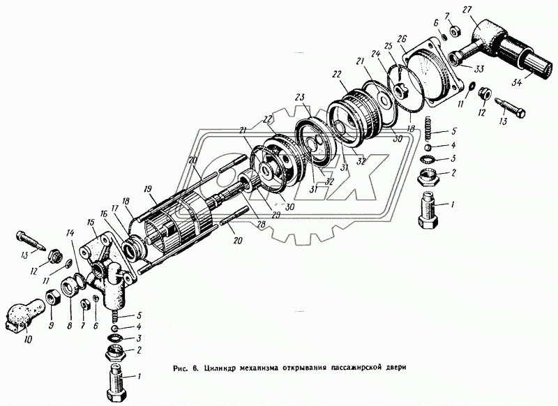 Цилиндр механизма открывания пассажирской двери