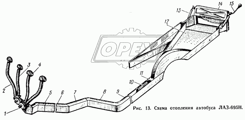 Схема отопления автобуса ЛАЗ-695Н