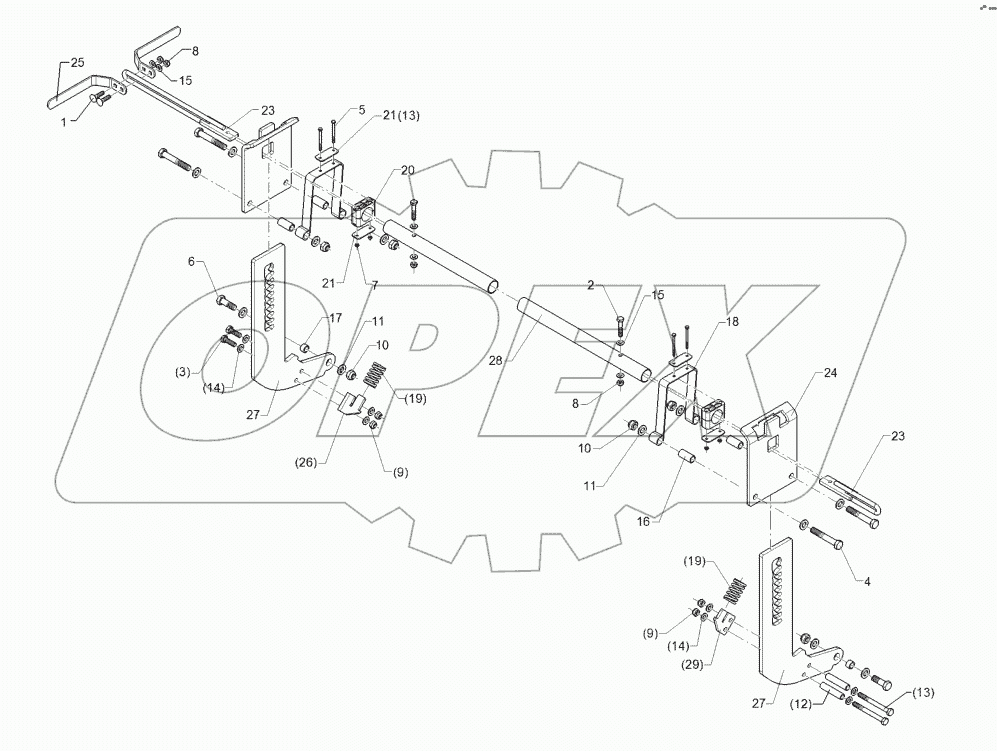 62210464 Levelling harrow adjustement