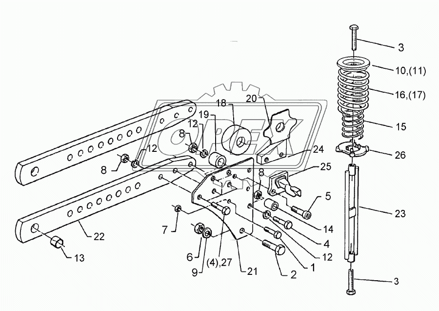 Trip device with roller 30x80-170-V