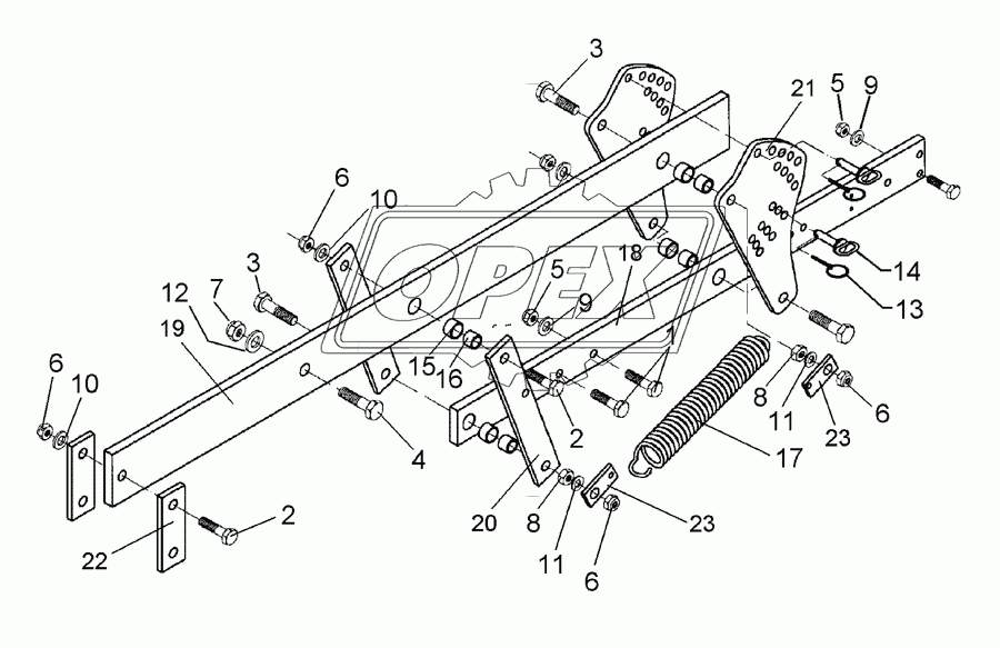 Carrier with tension spring 120x20x1795 SM9 +ST