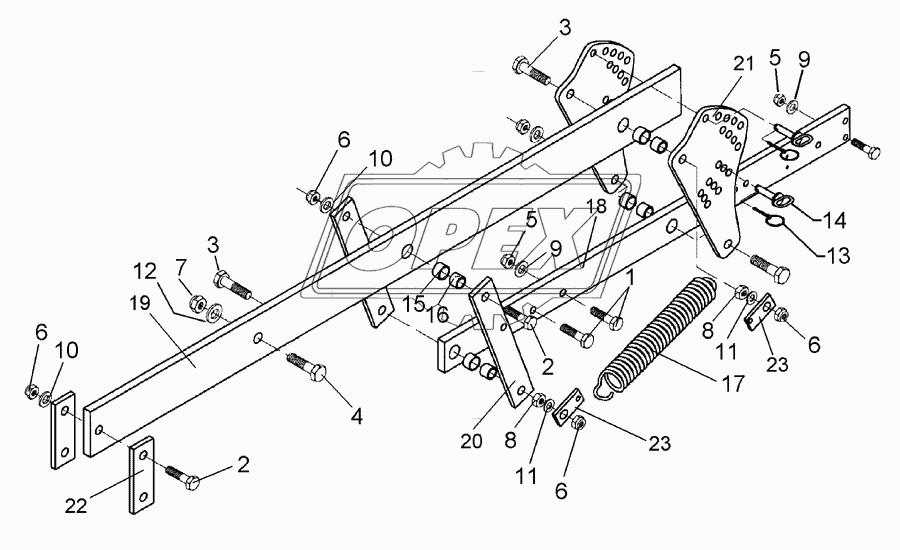 Carrier with tension spring 120x20x1795 SM9 U+ST